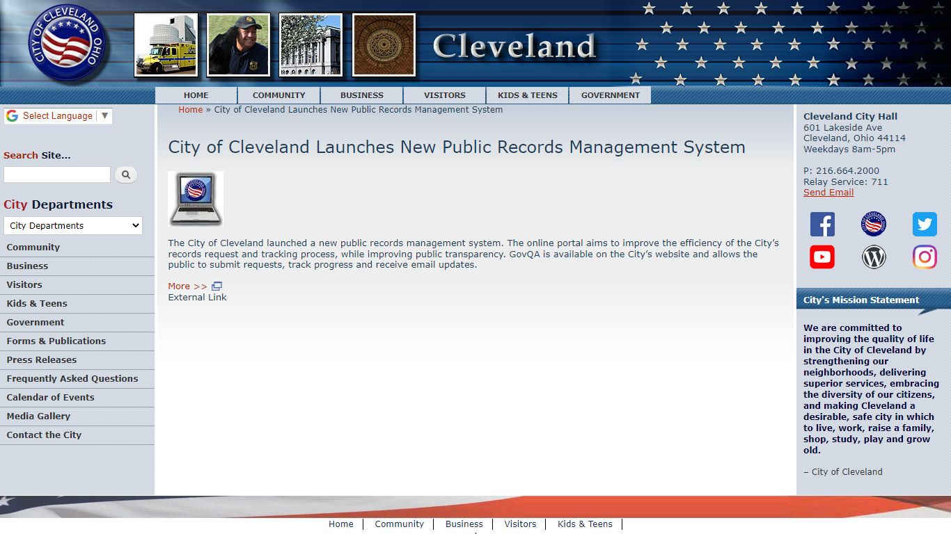 City of Cleveland Launches New Public Records Management ...