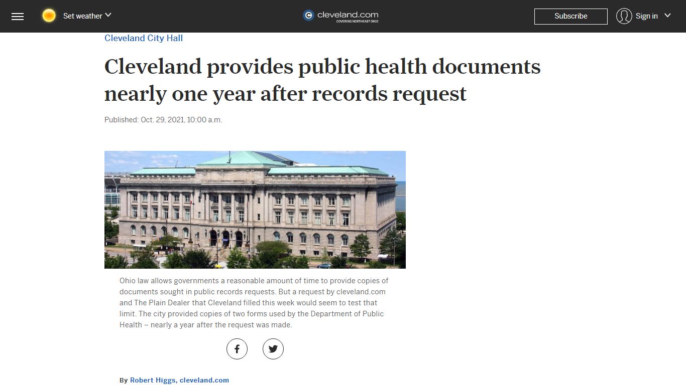 Cleveland provides public health documents nearly one year ...